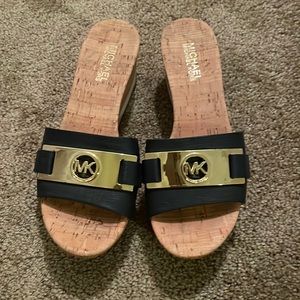 Michael Kors Wedge 6 1/2 Navy and Gold